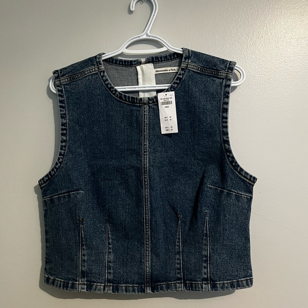 Abercrombie & Fitch Dark Indigo Denim Crop Top